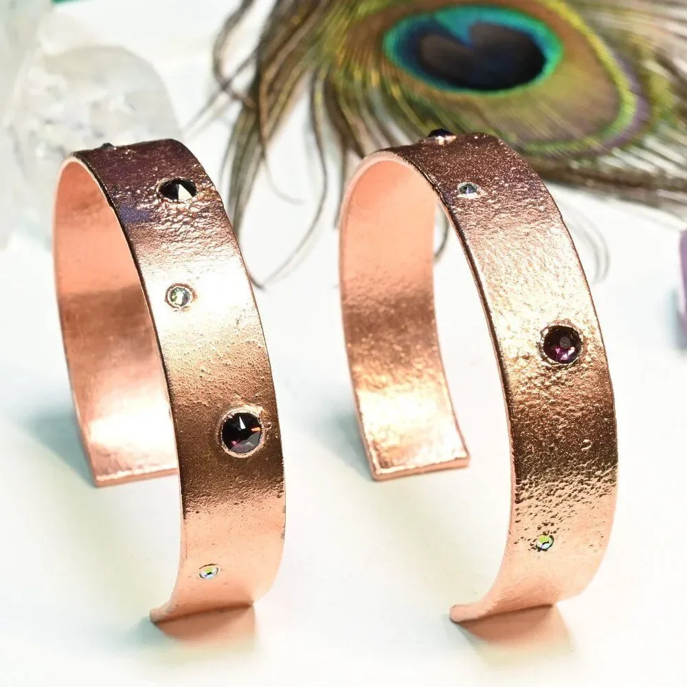 Purple Swarovski Crystal Copper Cuff Bracelet